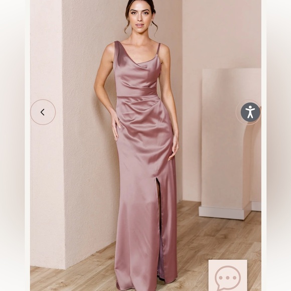 Revelry Satin Dress in Rose Quartz - Picture 2 of 5